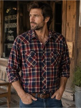 Vintage Wrangler Pearl Snap Western Shirt Men’s XL Plaid Cowboy